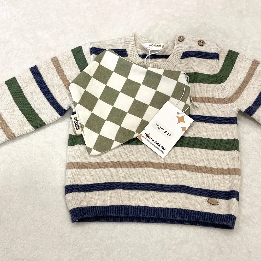 Bohemian Babies Checkered Bib NWT